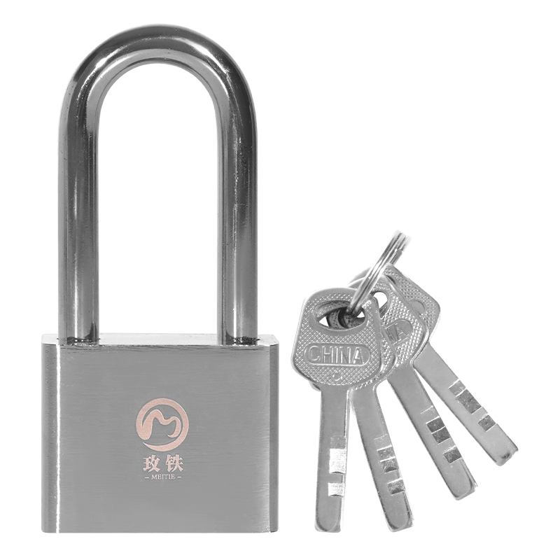 玫铁不锈钢挂锁配4把钥匙60长梁(单开)把