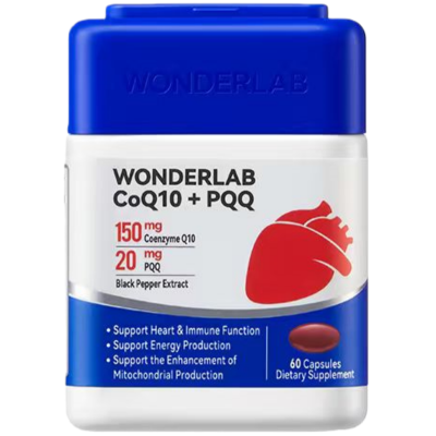 WONDERLAB 万益蓝辅酶Q10+PQQ软胶囊60粒双效合一黄金搭配健康体质心脏护血管 中老年营养保健