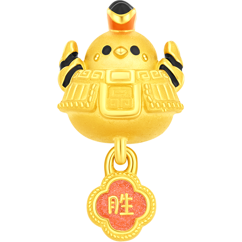 周大福友礼系列 戴胜鸟寓意得胜归来足金黄金转运珠送祝福礼物R38100