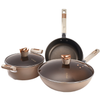 苏宁宜品十八子作皓雅不粘锅具3件套HM2033 304不锈钢健康耐用煤气灶通用适合3-5人家庭使用