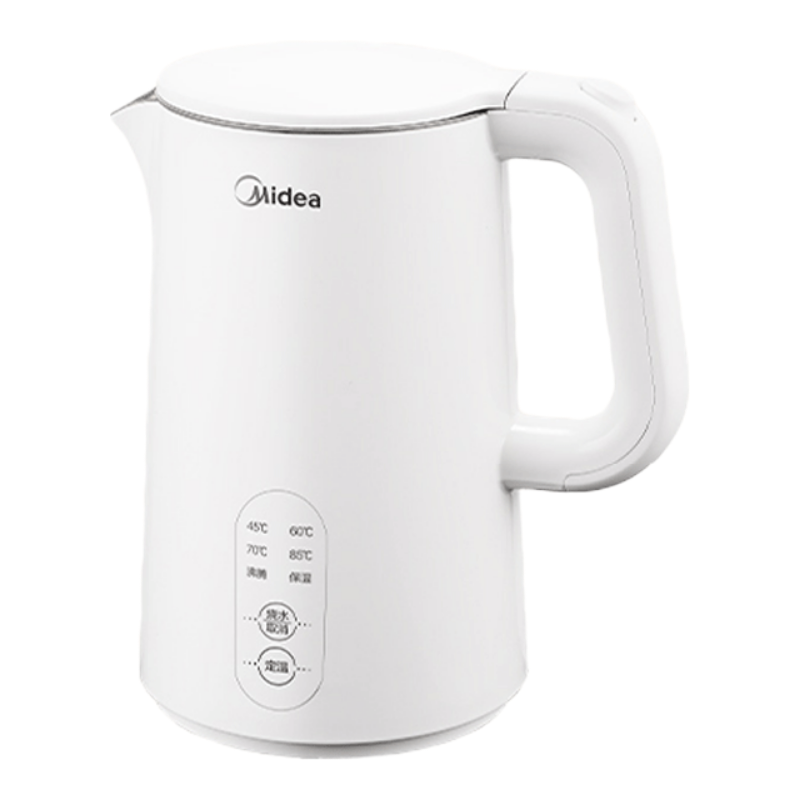 美的(Midea)电水壶热水壶烧水壶开水壶304不锈钢1.5L侧显温度智能断电SH15X301
