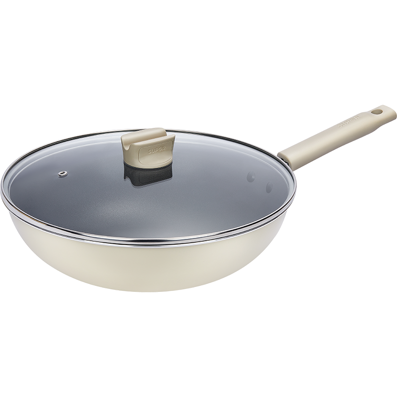 苏宁宜品苏泊尔32cm大直径麦饭石抗菌不粘炒锅VC32SP05通用炉灶健康烹饪有盖设计
