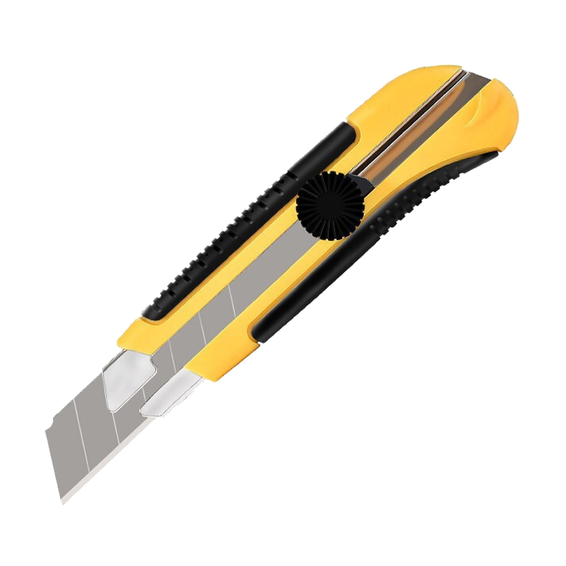 得力DL0035塑柄美工刀旋钮(黄)25mm 10把装