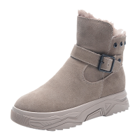 时言(SHIYAN)雪地靴女2025冬季新款加绒保暖女靴学生韩版休闲厚底女士高帮棉鞋