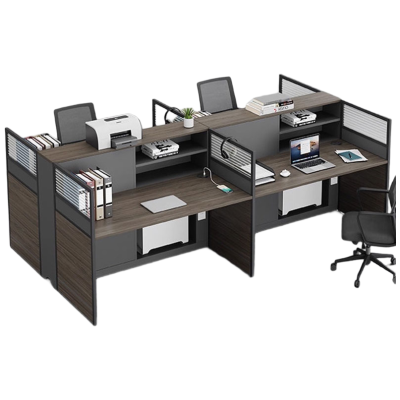 苏宁 质凡 办公家具 员工位现代简约办公桌职员桌 4.8米并排四人位含柜椅