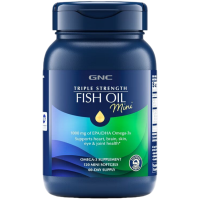 GNC健安喜美国三倍鱼油迷你软胶囊120粒成人无腥味深海鱼油小颗粒易吞服高含量高纯度支持脑眼健康调节三高中老年营养保健