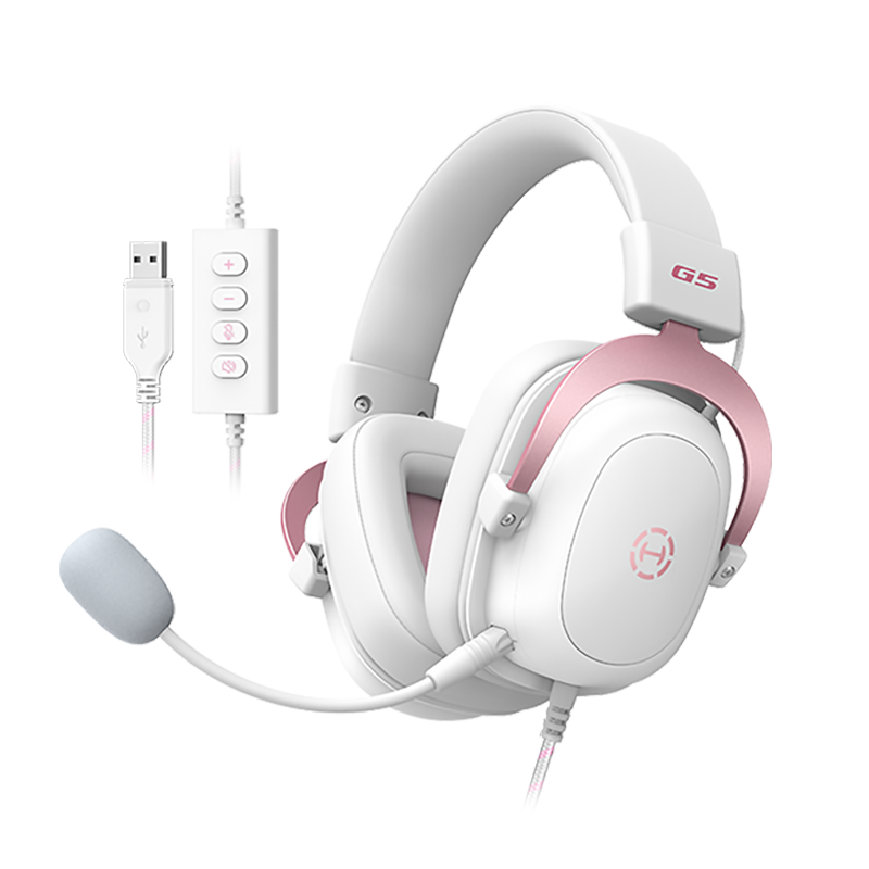 Edifier/漫步者g5无线版游戏耳机头戴式电竞吃鸡专用2.4G蓝牙台式电脑耳麦 雾光粉