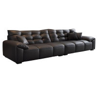 欧梵森意式真皮沙发客厅大小户型简约现代大象耳朵直排皮艺沙发