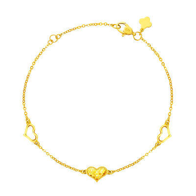 周大福爆闪鱼鳞金爱心黄金手链足金黄金手链(工费:320计价)EOF1272礼物