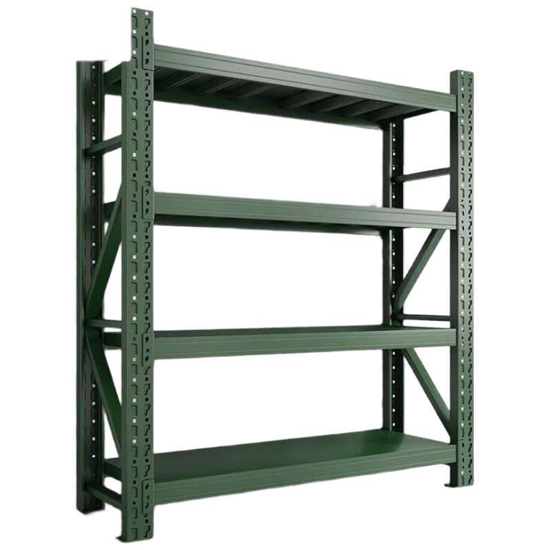 晋舰货架仓储库房储物架军绿色四层主架500kg/层重型150*50*200cm