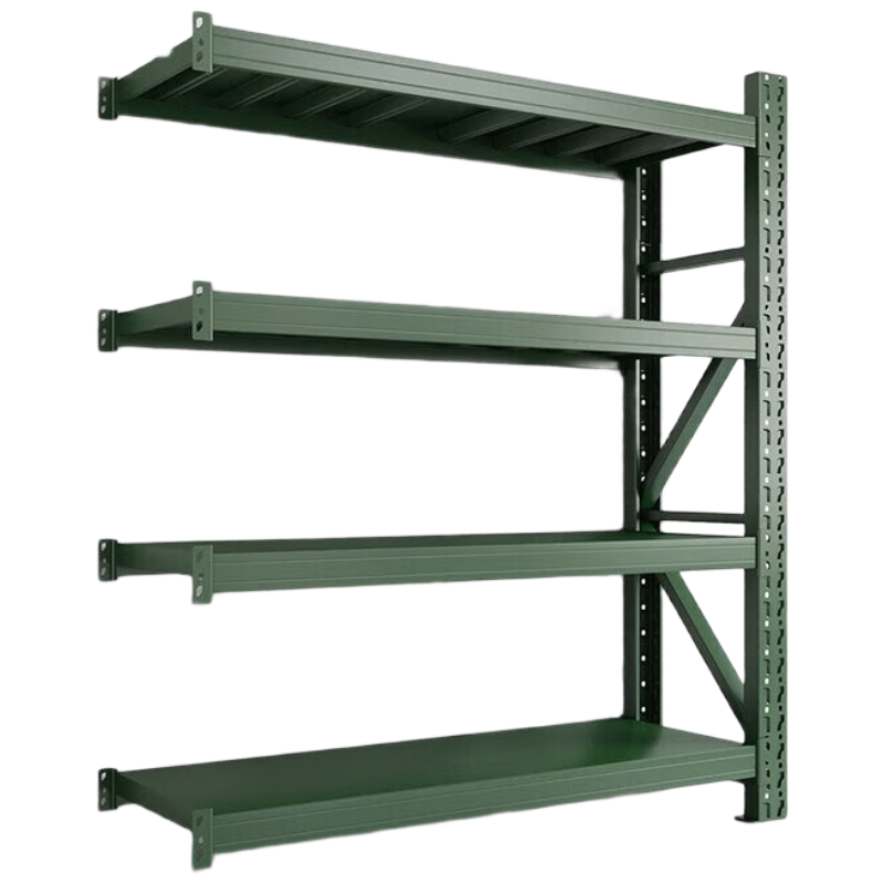 戴劲货架仓储库房储物架军绿色四层副架350kg/层重型150*50*200cm