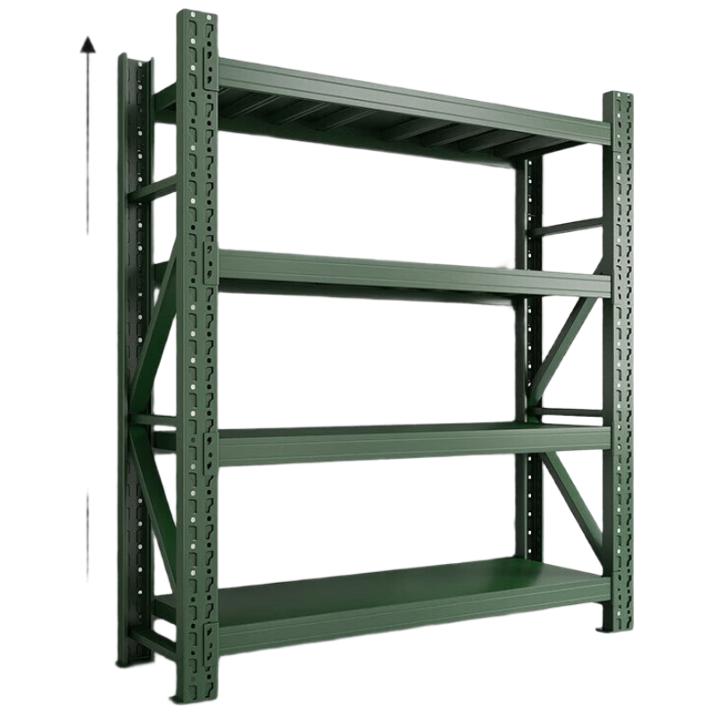戴劲货架仓储库房储物架军绿色四层主架350kg/层重型200*50*200cm