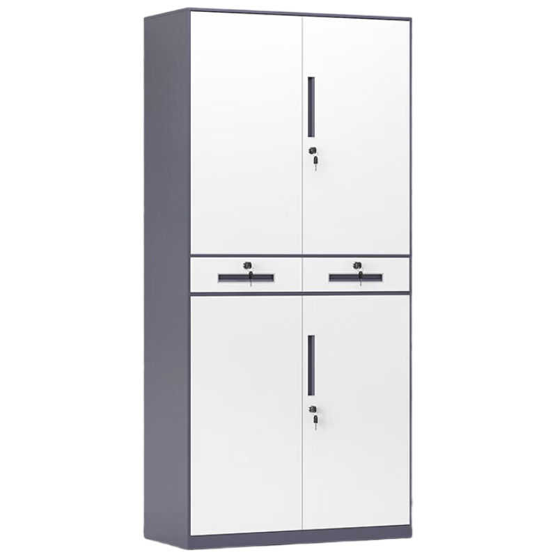 锦北拆装文件柜铁皮柜窄边办公柜档案柜资料柜带锁凭证柜灰白二斗铁