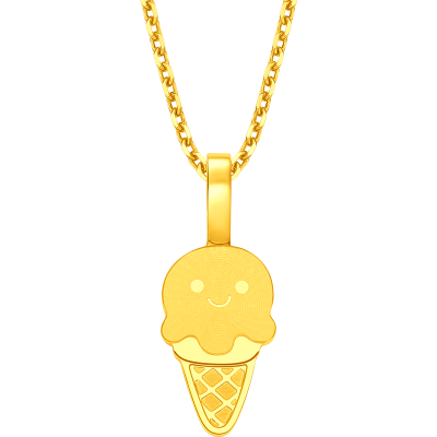 周大福ING系列冰淇淋足金黄金吊坠女计价(工费180元)F237852新品