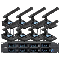 润普Runpu会议音频扩声系统 UHF红外对频 桌面式方杆话筒专业无线一拖八鹅颈麦克风RP-SU68F