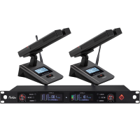 润普Runpu会议音频扩声系统 UHF红外对频 桌面式双杆方杆话筒专业无线一拖二鹅颈麦克风RP-SU28FS