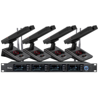 润普Runpu会议音频扩声系统 UHF红外对频 桌面式双杆方杆话筒专业无线一拖四鹅颈麦克风RP-SU60FS