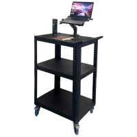 锦北电脑设备推车检测车打印机移动工作台黑色带拉手+笔记本电脑支架