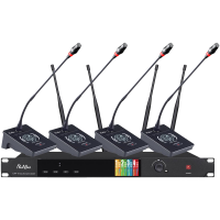 润普Runpu会议音频扩声系统 真分集+UHF 长杆专业无线一拖四红外对频鹅颈麦克风话筒RP-SU104E