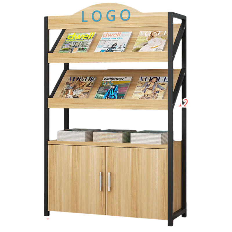 晋舰杂志架书报架报刊架置物架展示架资料落地阅览架2层长80cm有logo
