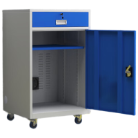 锦北PC工业电脑监控机箱柜机一体机网络柜工业机柜 蓝白-带轮单柜