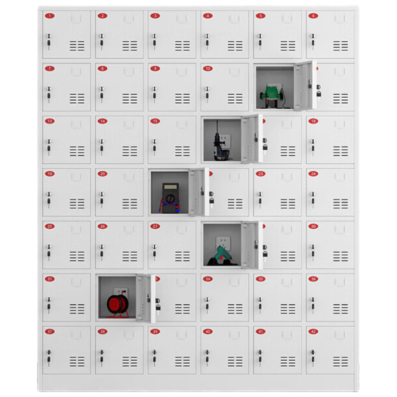 戴劲电动工具充电柜工地对讲机存放柜手电钻集中充电保管箱42门
