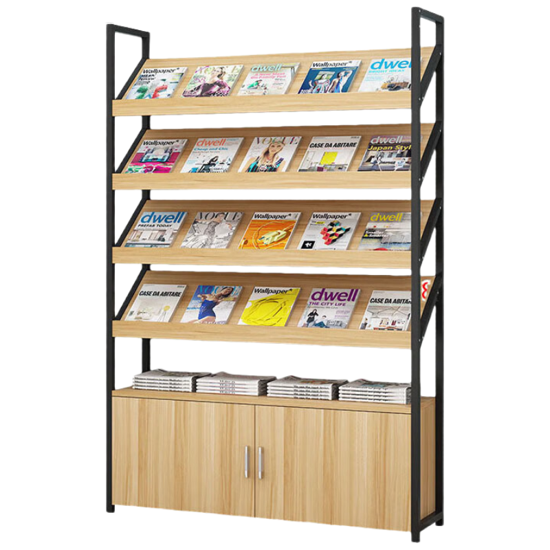 锦北杂志架书报架报刊架置物架展示架资料落地阅览架4层长80cm无logo