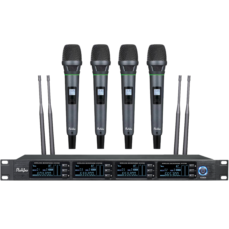 润普Runpu会议音频扩声系统 专业无线一拖四手持麦克风话筒 UHF红外对频RP-SU34Y