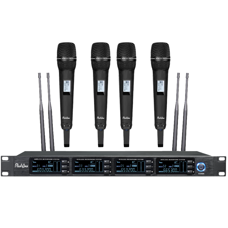 润普Runpu会议音频扩声系统 专业无线一拖四手持麦克风话筒 UHF红外对频RP-SU34S