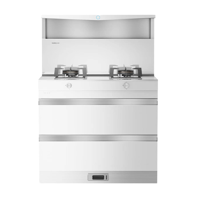 森歌(SENG)L1海豚系列二星级消毒白色集成灶一体灶 家用新风系统消毒柜集成柜抽油烟机一体机套装 白色 天然气