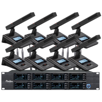 润普Runpu会议音频扩声系统 UHF红外对频 桌面式方杆话筒专业无线一拖八鹅颈麦克风RP-SU88F