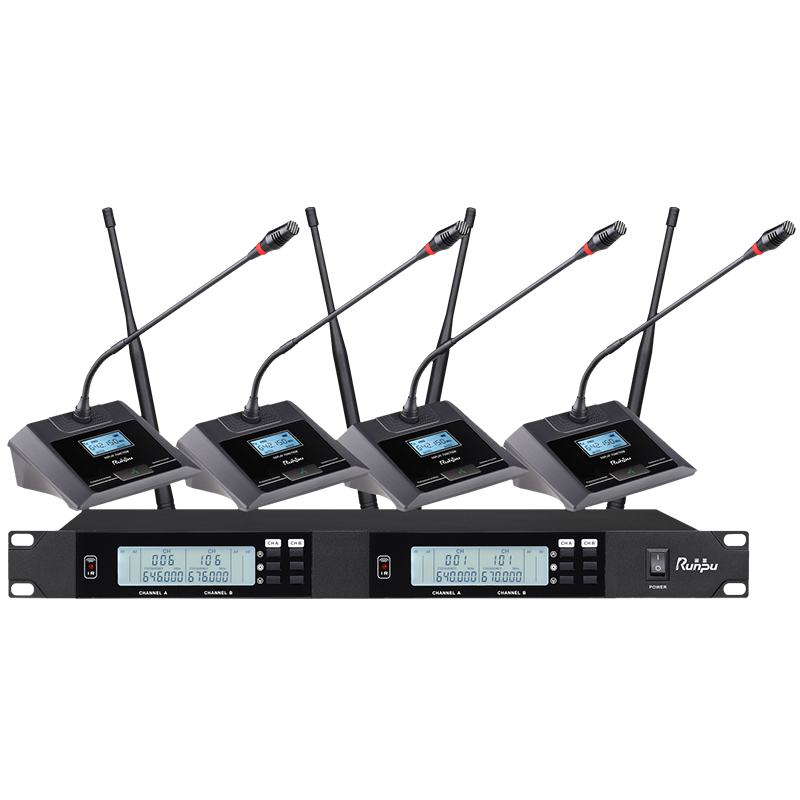 润普Runpu会议音频扩声系统 专业无线一拖四鹅颈麦克风话筒 UHF红外对频 室内外会议演讲主持RP-SU24E