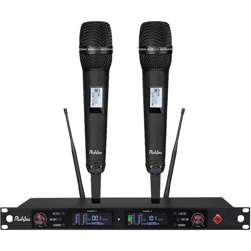 润普Runpu会议音频扩声系统 专业无线一拖二手持麦克风话筒UHF红外对频 室内外会议演讲主持RP-SU26S