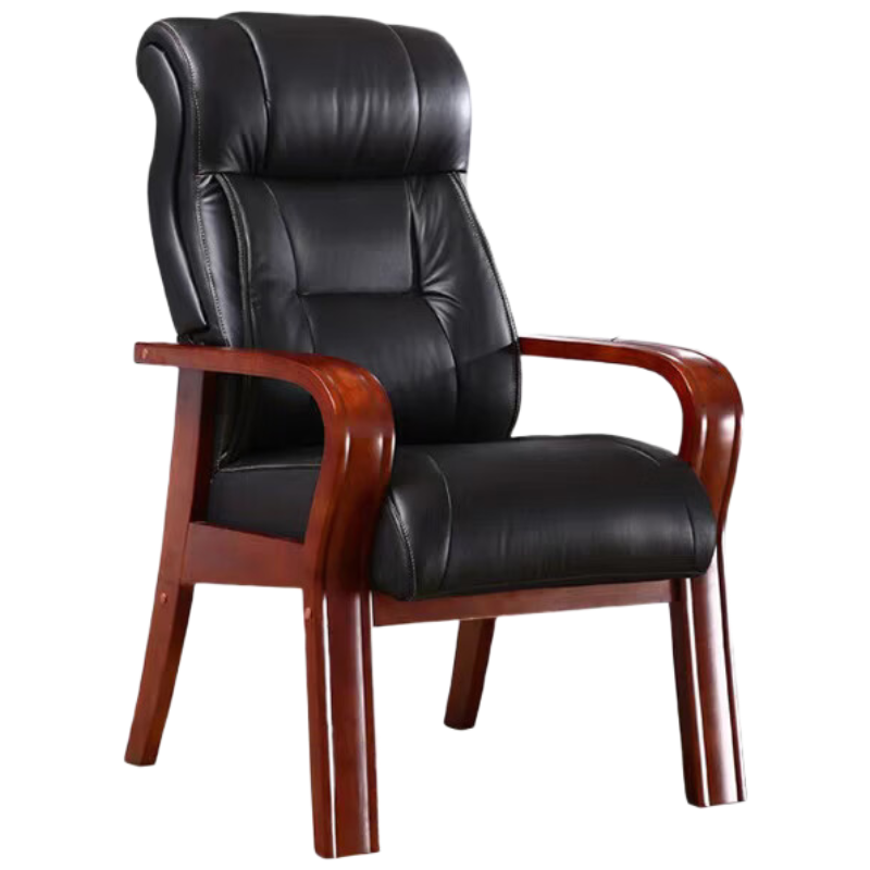 锦北会议椅职员经理办公电脑椅老板带扶手大班椅总裁椅H10曲木西皮