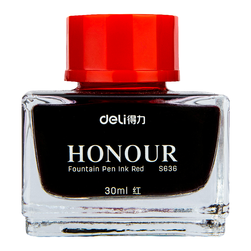 得力S636钢笔墨水 红色 10瓶/盒