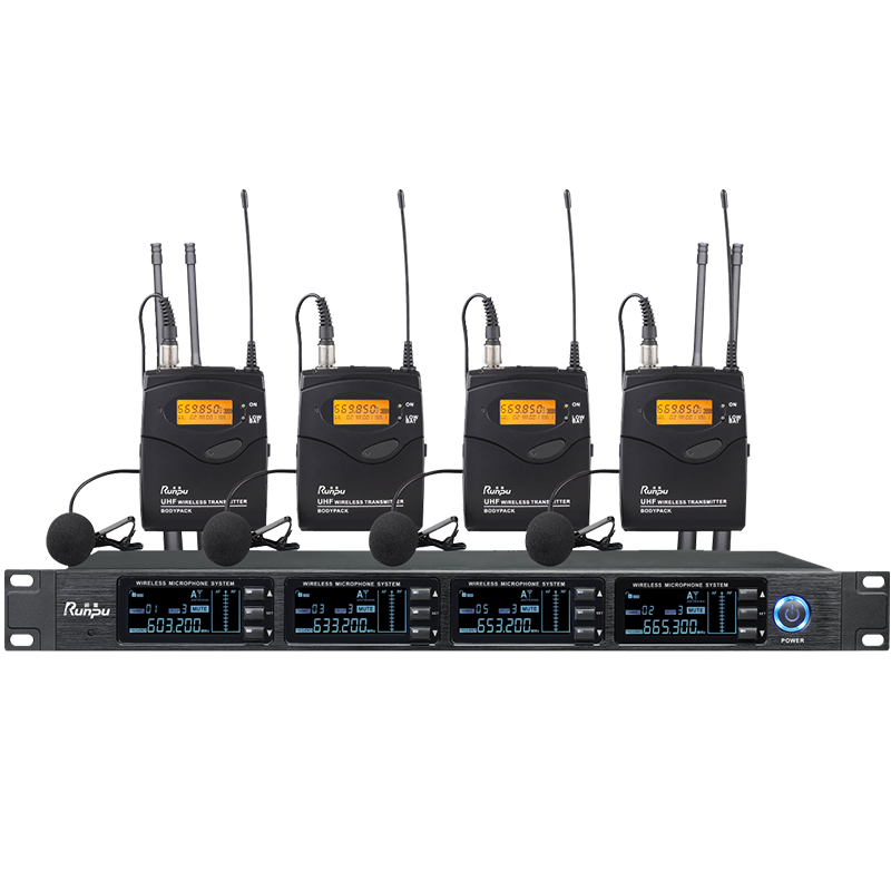 润普Runpu会议音频扩声系统 专业无线一拖四领夹麦克风话筒 UHF红外对频RP-SU34L