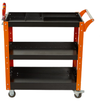 晋舰三层手推车维修车间收纳零件车加厚移动工具推车橙色推车螺丝刀架