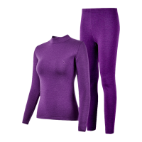 花花公子女士保暖内衣套装加绒加厚棉纯色双层本命年中高领秋冬保暖套装