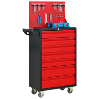 戴劲汽修工具车移动工具柜多功能工具箱 标配[黑红]七抽工具车+挂板