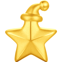 周大福帽子星星足金黄金转运珠吊坠配绳EOR1694