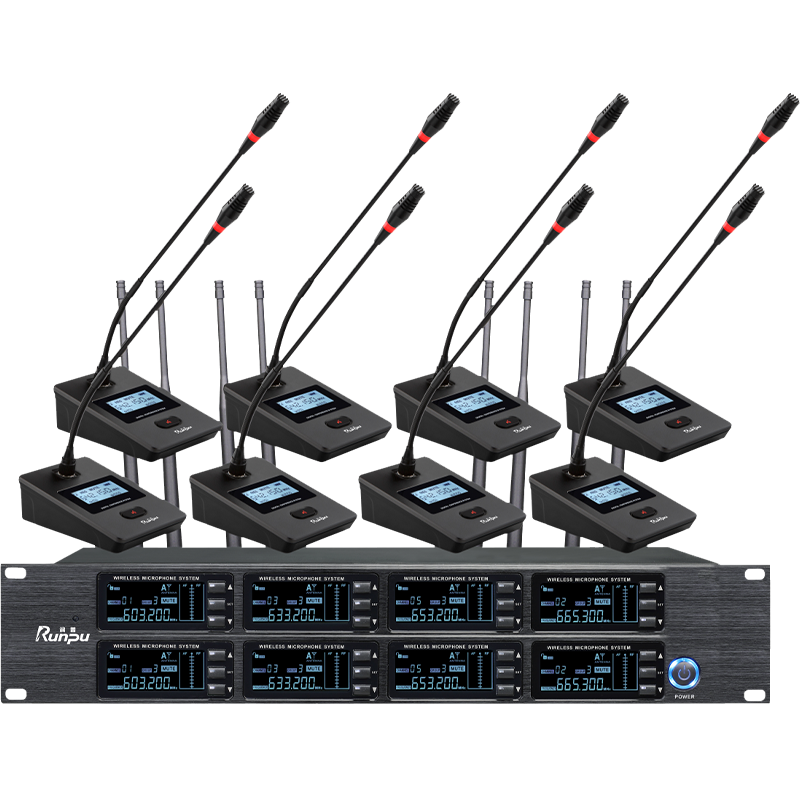 润普Runpu会议音频扩声系统 专业无线一拖八鹅颈麦克风话筒 UHF红外对频RP-SU68E