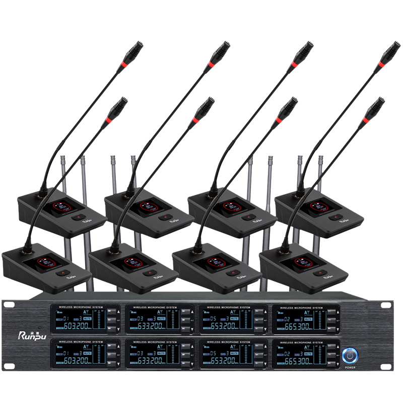 润普Runpu会议音频扩声系统 专业无线一拖八鹅颈麦克风话筒 UHF红外对频RP-SU98E