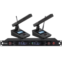 润普Runpu会议音频扩声系统 UHF红外对频 桌面式方杆话筒专业无线一拖二鹅颈麦克风RP-SU26F