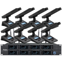 润普Runpu会议音频扩声系统 UHF红外对频 桌面式双杆方杆话筒专业无线一拖八鹅颈麦克风RP-SU88FS