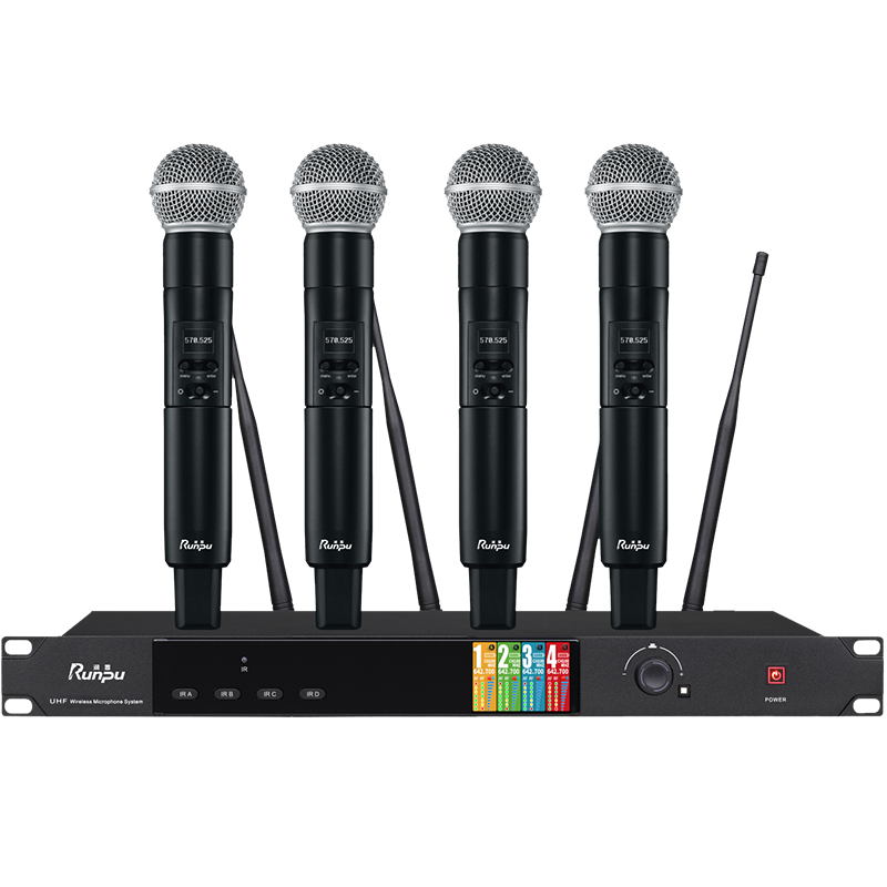 润普Runpu会议音频扩声系统 真分集+UHF 专业无线一拖四红外对频手持麦克风话筒RP-SU104S