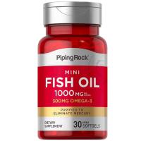 保税发-PipingRock 迷你鱼油软胶囊1000mg30粒 美国原装进口 科学配比学生白领脑力工作者中老年