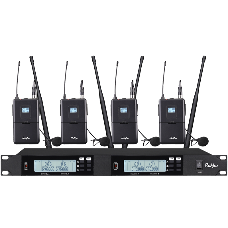 润普Runpu会议音频扩声系统 专业无线一拖四领夹麦克风话筒 UHF红外对频 室内外会议演讲主持RP-UF24L