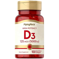 保税发-PipingRock朴诺高效力维生素D3胶囊5000IU100粒 美国原装进口 促进钙吸收 膳食营养补充