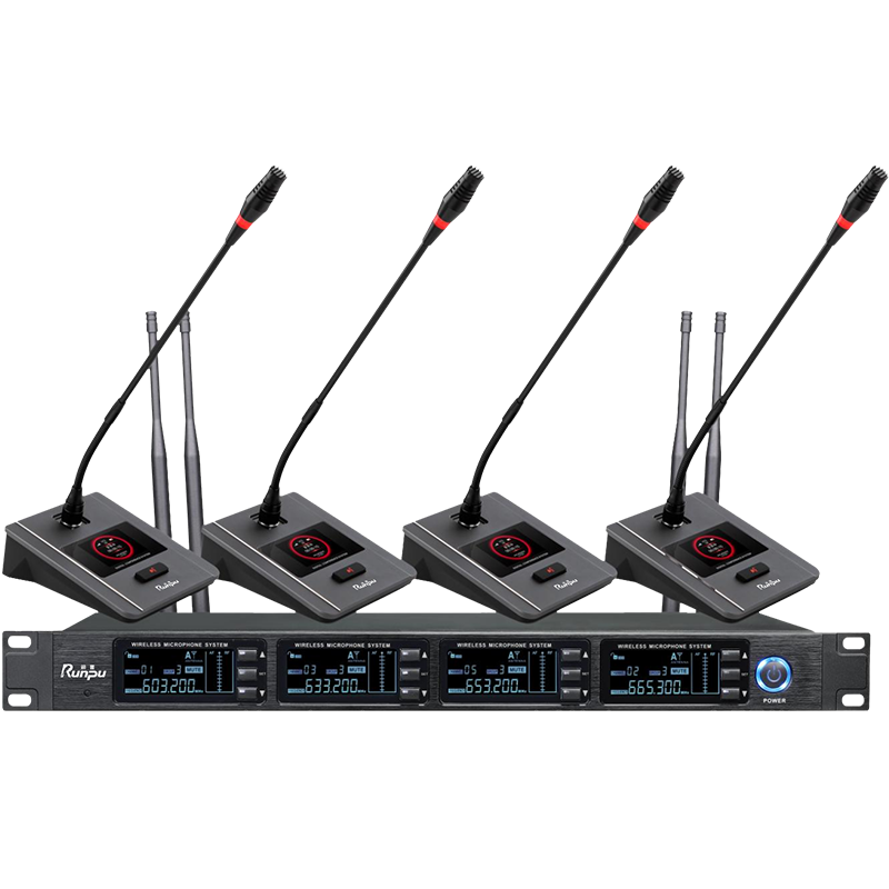 润普Runpu会议音频扩声系统 专业无线一拖四鹅颈麦克风话筒 UHF红外对频RP-SU60E