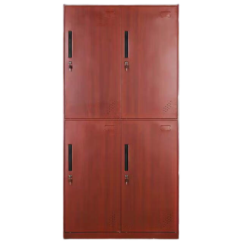 戴劲钢制仿木纹转印更衣柜员工宿舍铁皮衣柜鞋柜办公室储物柜四门B款
